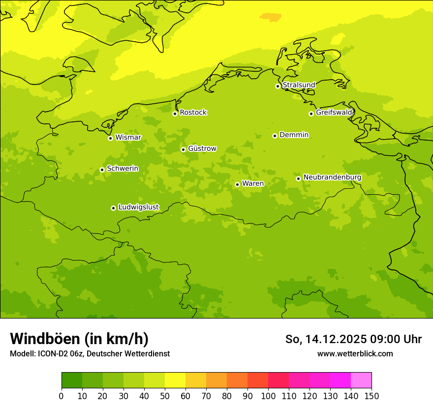Modellkarten Windgeschwindigkeit