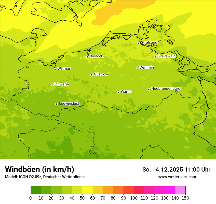 Modellkarten Windgeschwindigkeit