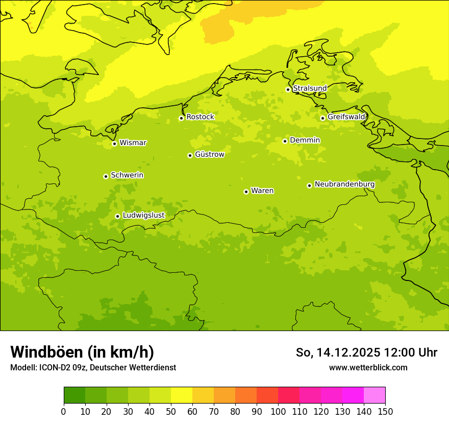Modellkarten Windgeschwindigkeit