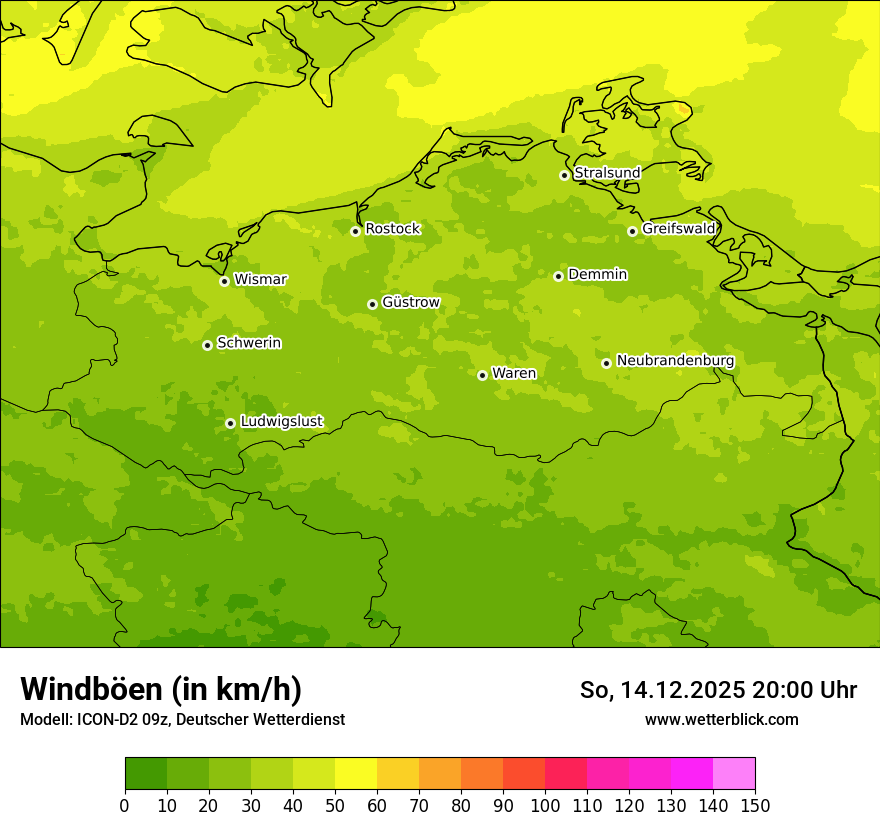 Modellkarten Windgeschwindigkeit