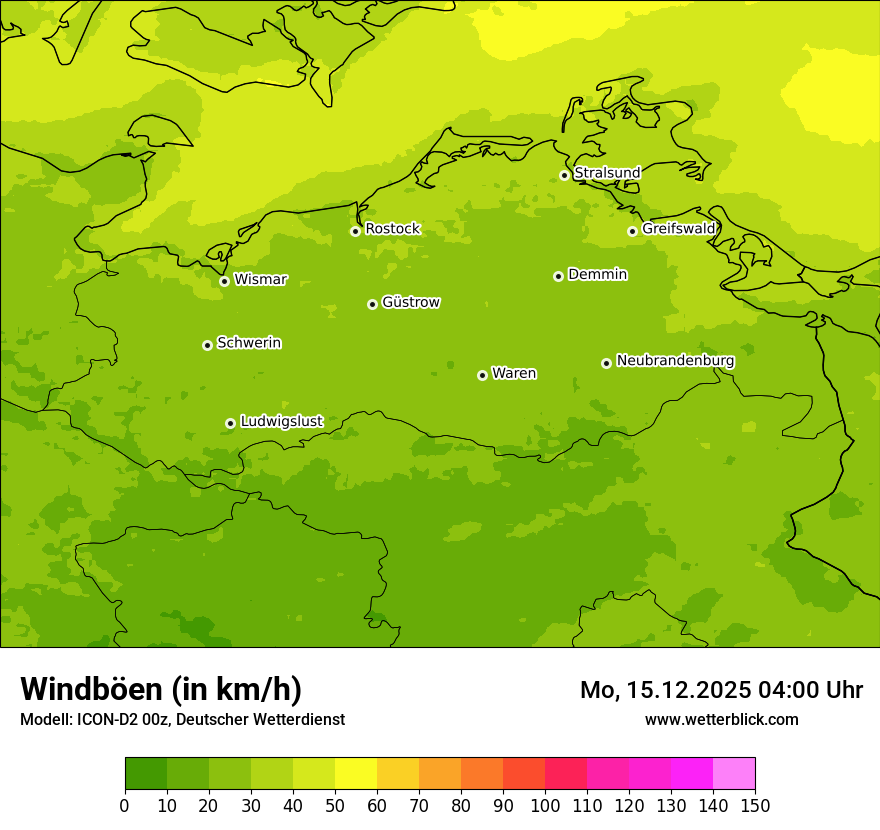 Modellkarten Windgeschwindigkeit