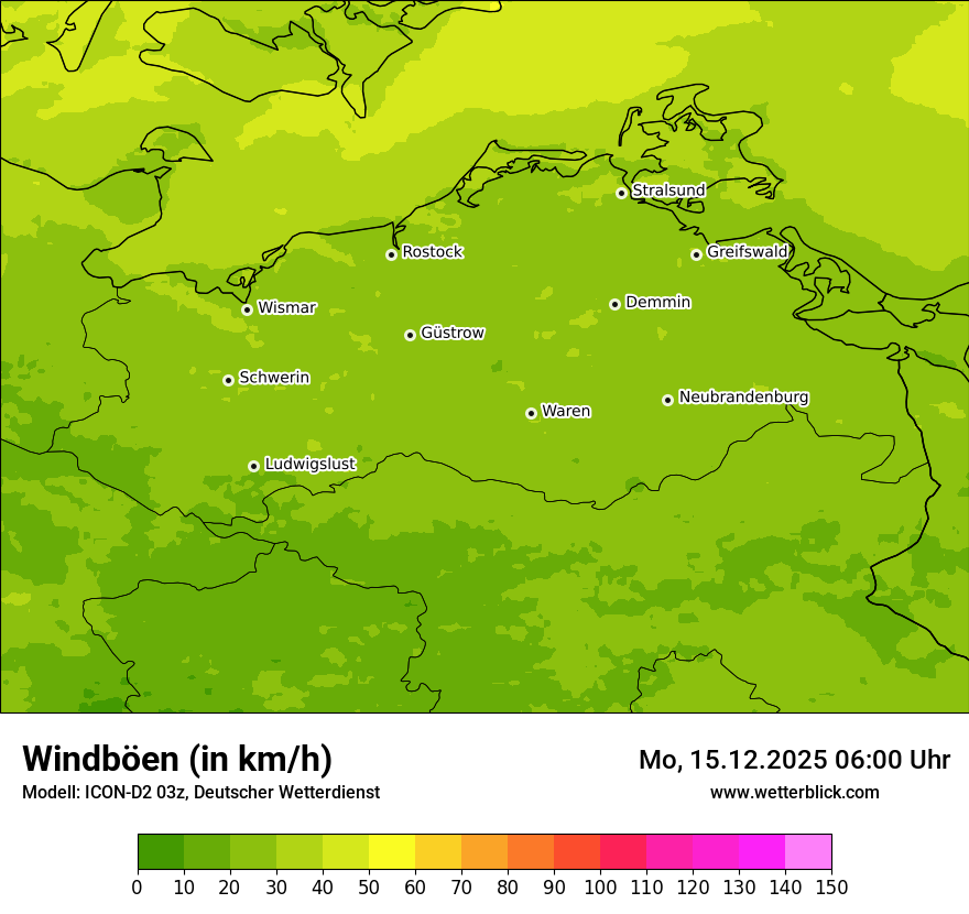Modellkarten Windgeschwindigkeit