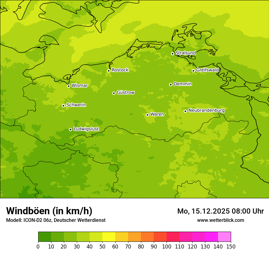 Modellkarten Windgeschwindigkeit