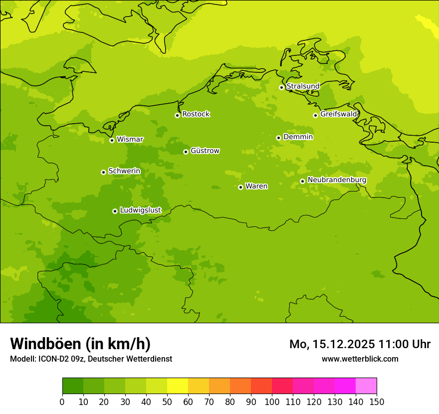 Modellkarten Windgeschwindigkeit