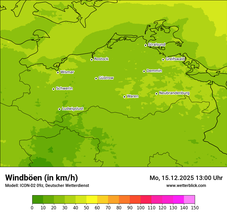 Modellkarten Windgeschwindigkeit