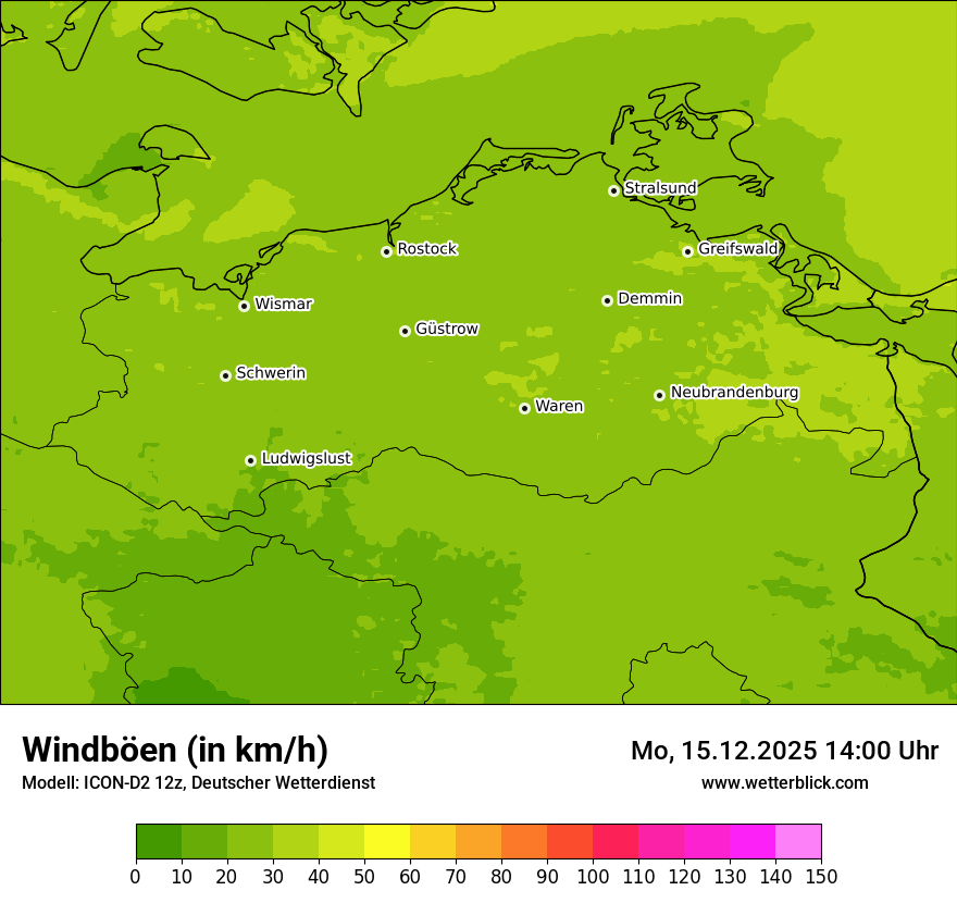 Modellkarten Windgeschwindigkeit
