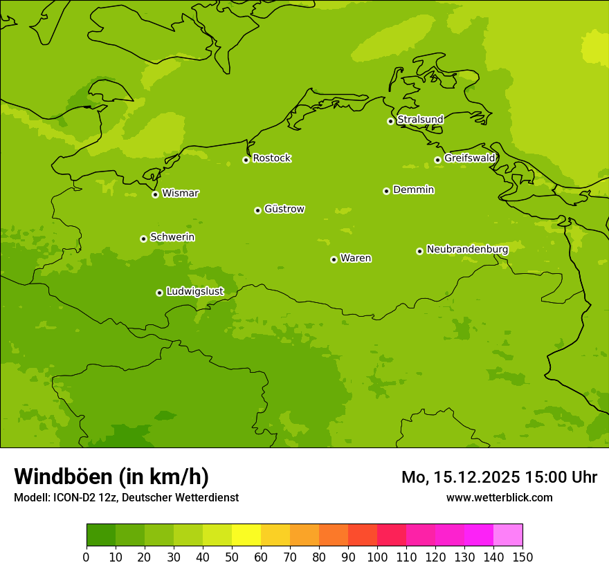 Modellkarten Windgeschwindigkeit