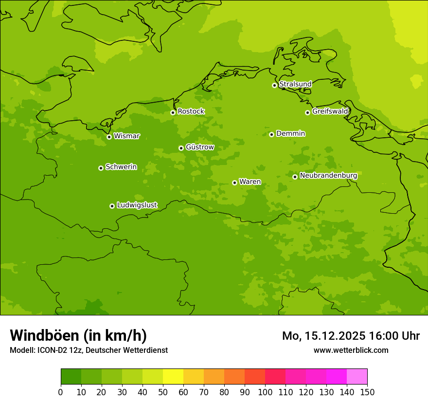 Modellkarten Windgeschwindigkeit