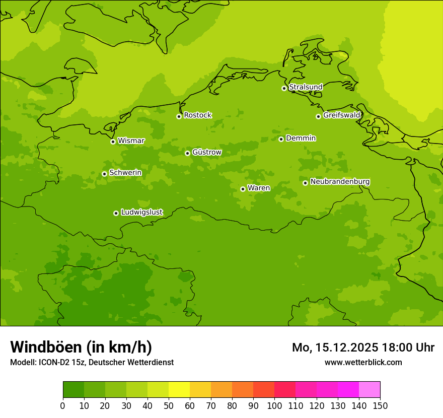 Modellkarten Windgeschwindigkeit