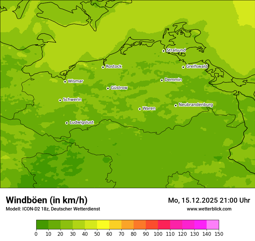 Modellkarten Windgeschwindigkeit