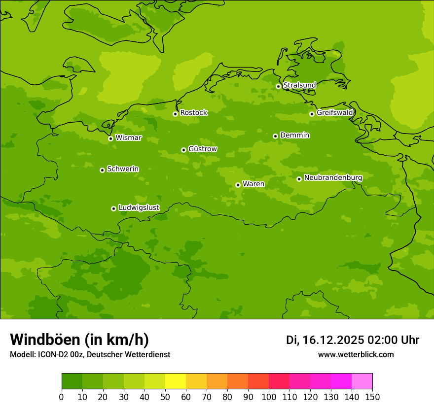 Modellkarten Windgeschwindigkeit
