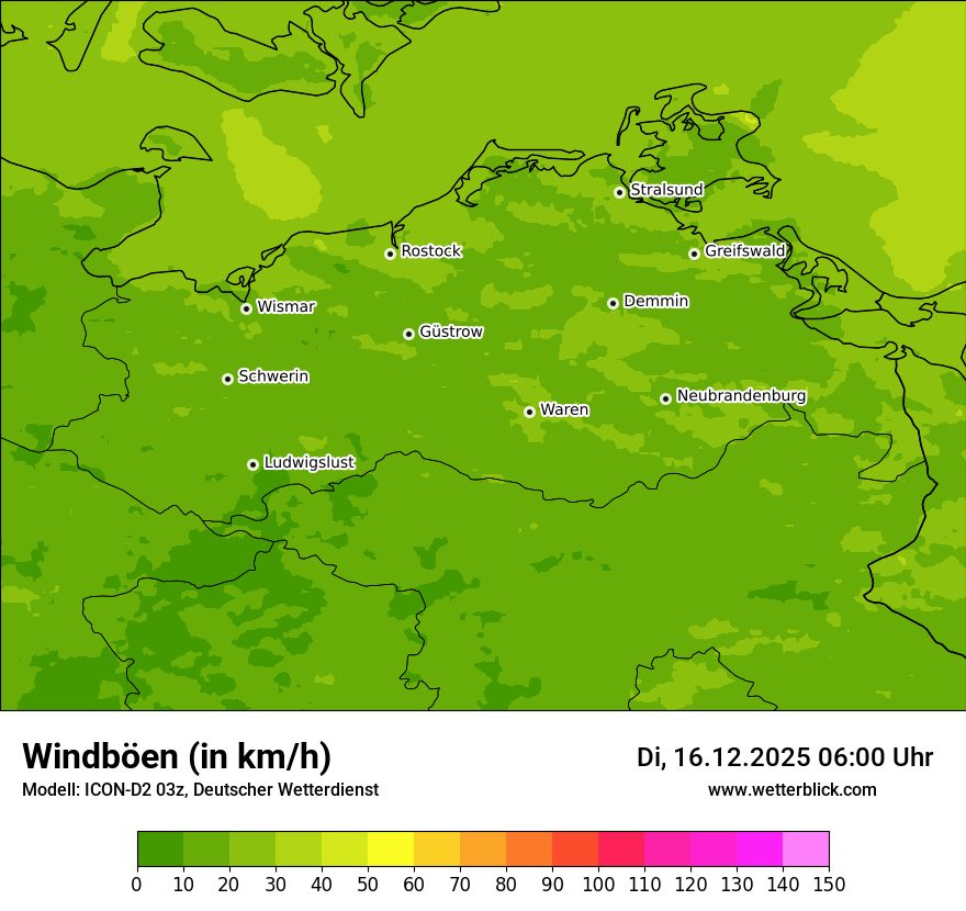 Modellkarten Windgeschwindigkeit