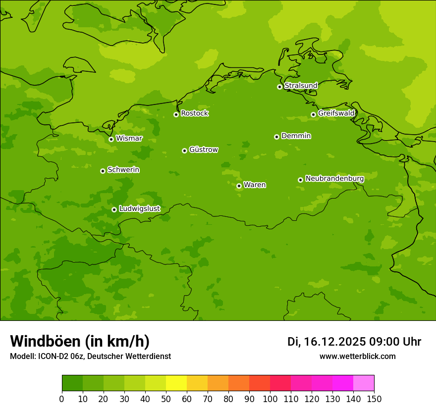 Modellkarten Windgeschwindigkeit