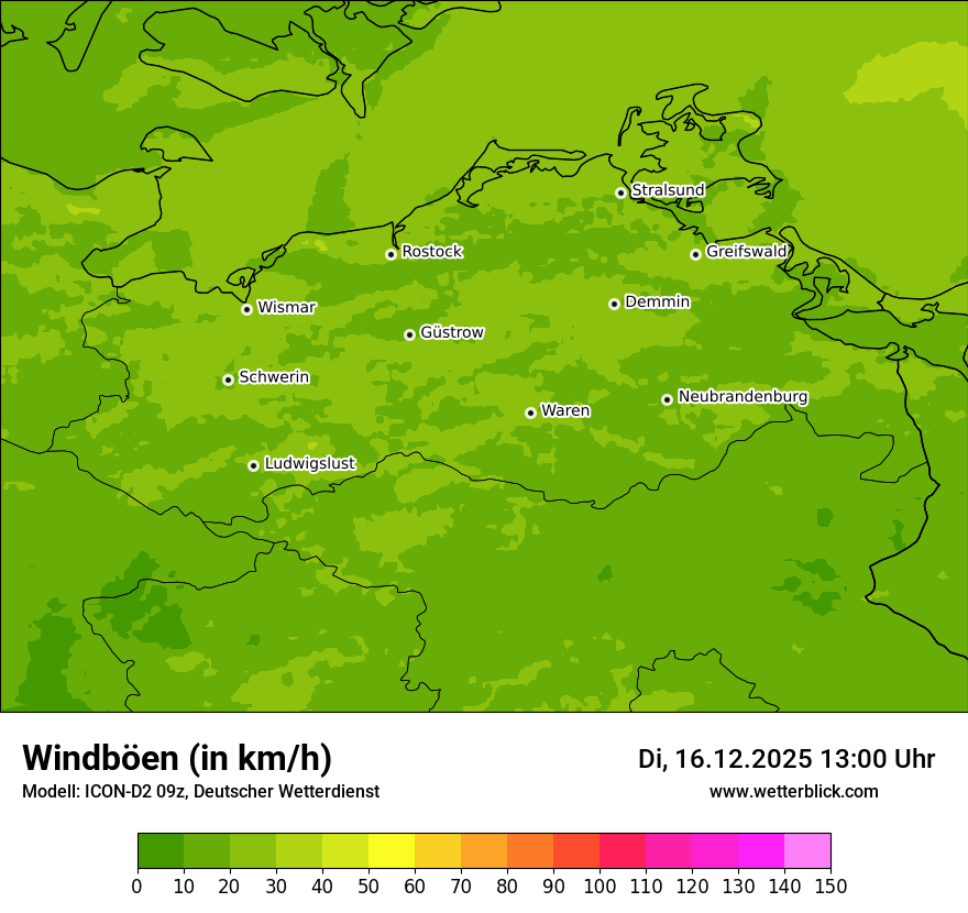Modellkarten Windgeschwindigkeit