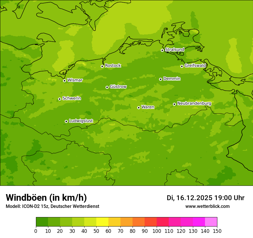 Modellkarten Windgeschwindigkeit