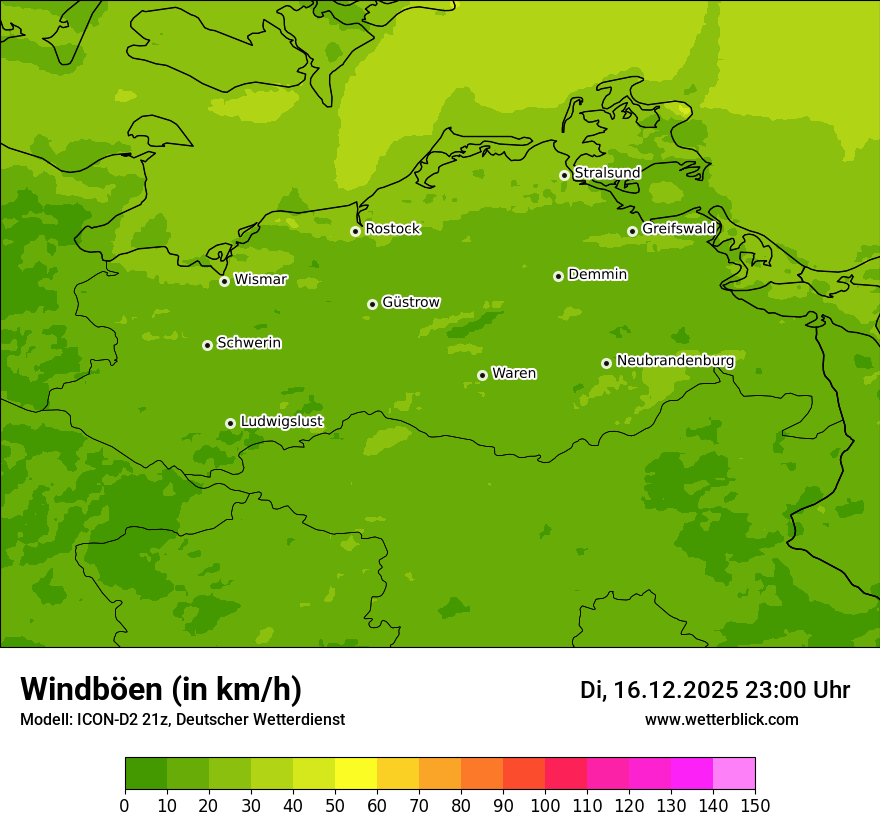 Modellkarten Windgeschwindigkeit