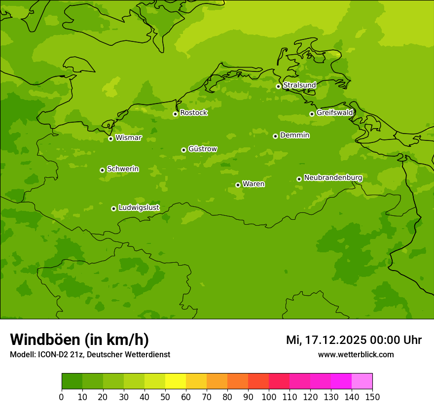 Modellkarten Windgeschwindigkeit