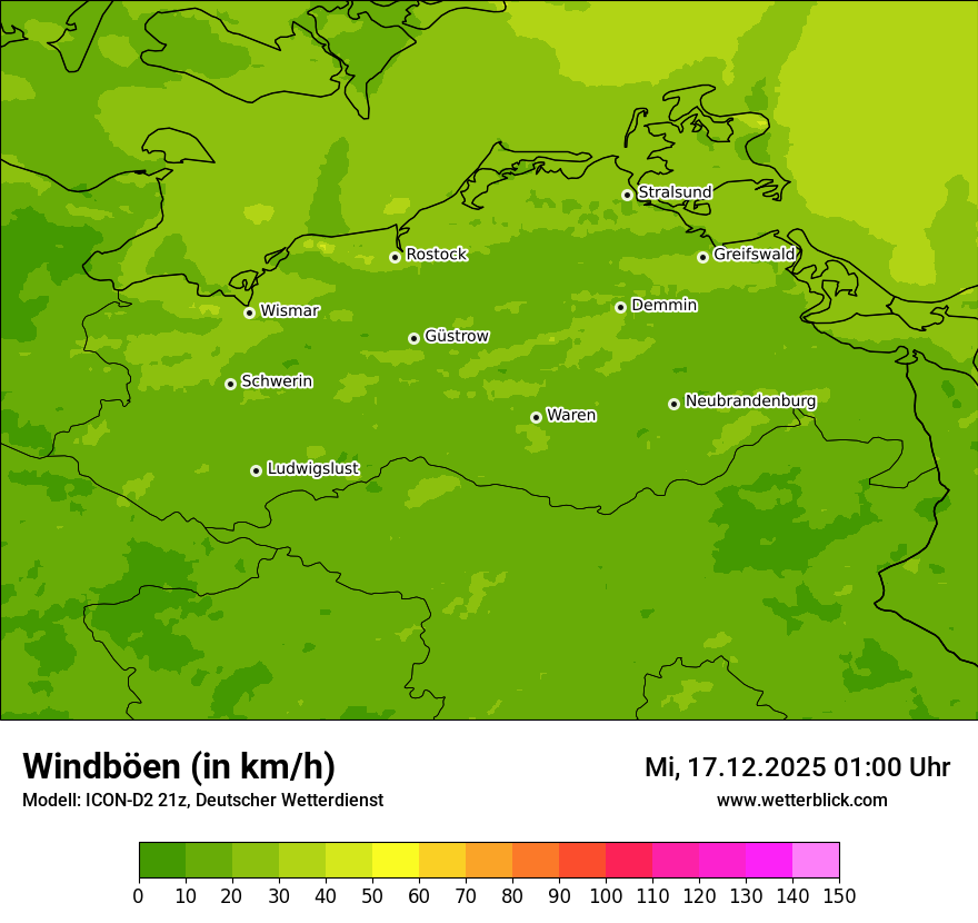 Modellkarten Windgeschwindigkeit