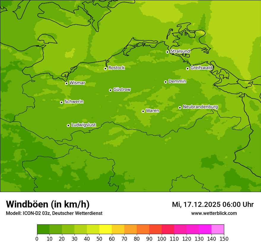Modellkarten Windgeschwindigkeit