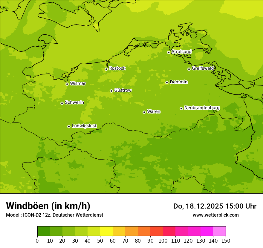 Modellkarten Windgeschwindigkeit