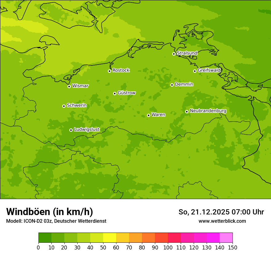 Modellkarten Windgeschwindigkeit