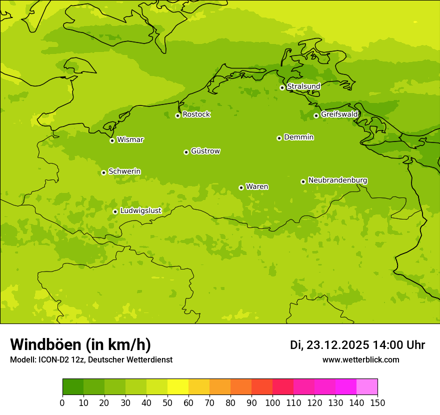 Modellkarten Windgeschwindigkeit