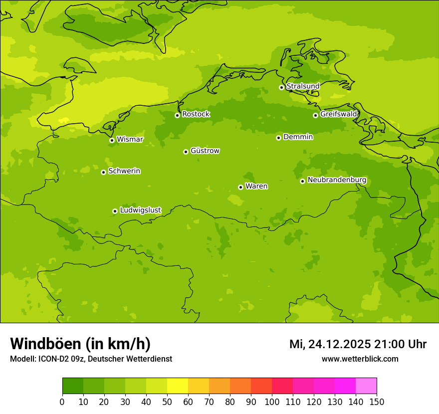 Modellkarten Windgeschwindigkeit