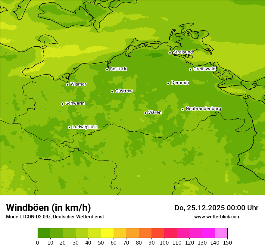 Modellkarten Windgeschwindigkeit