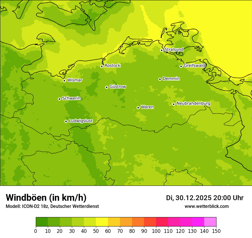 Modellkarten Windgeschwindigkeit