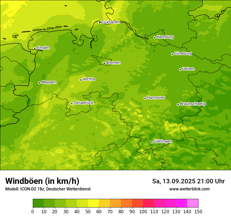 Modellkarten Windgeschwindigkeit
