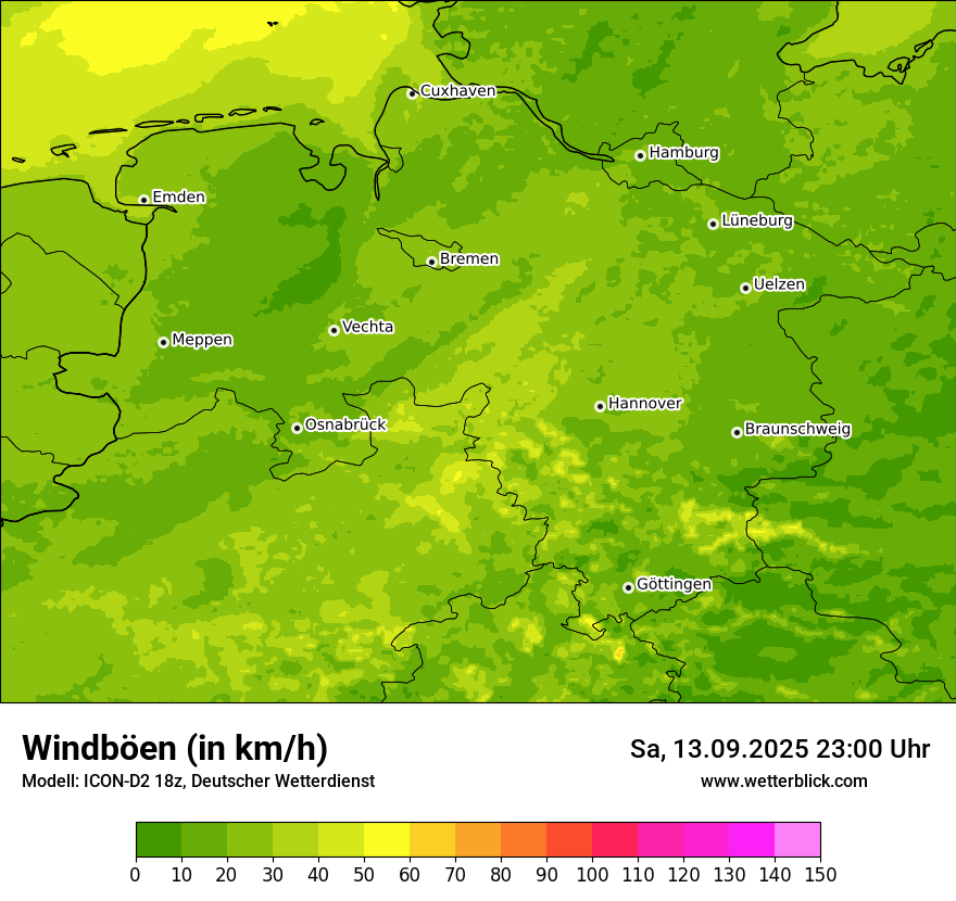 Modellkarten Windgeschwindigkeit