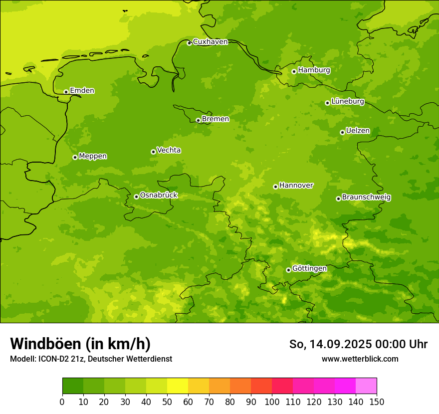 Modellkarten Windgeschwindigkeit