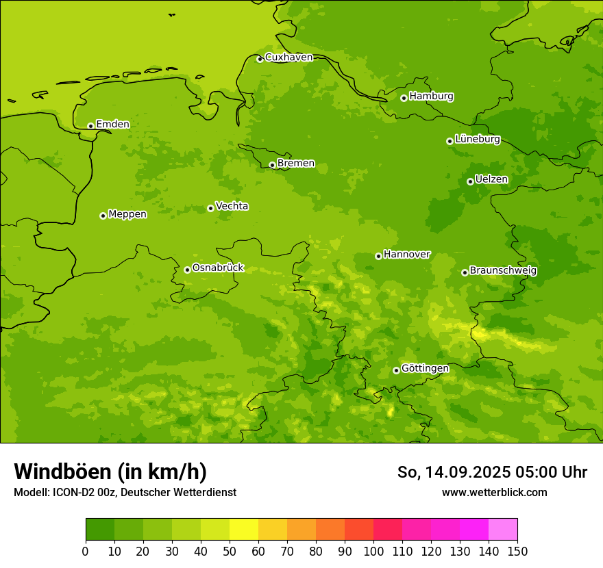 Modellkarten Windgeschwindigkeit