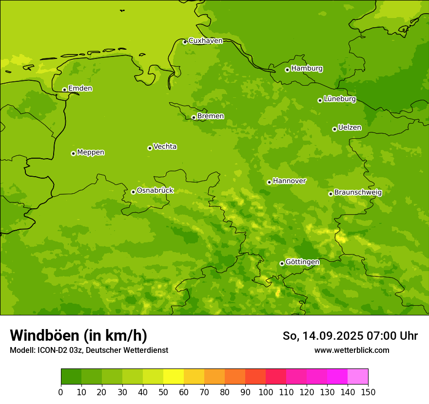 Modellkarten Windgeschwindigkeit
