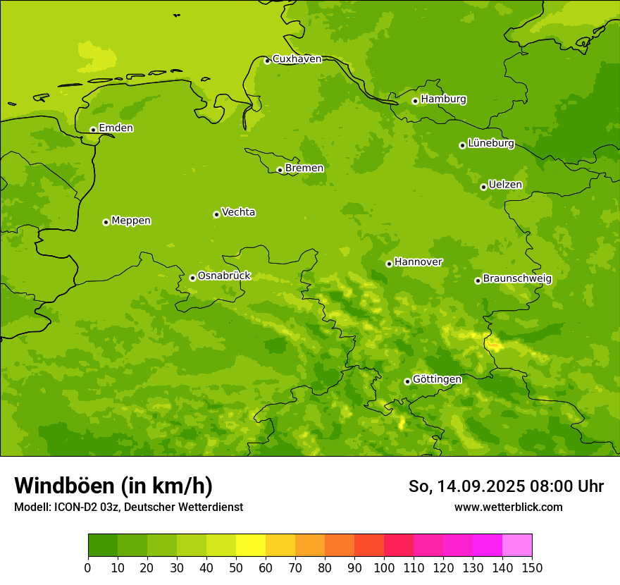 Modellkarten Windgeschwindigkeit