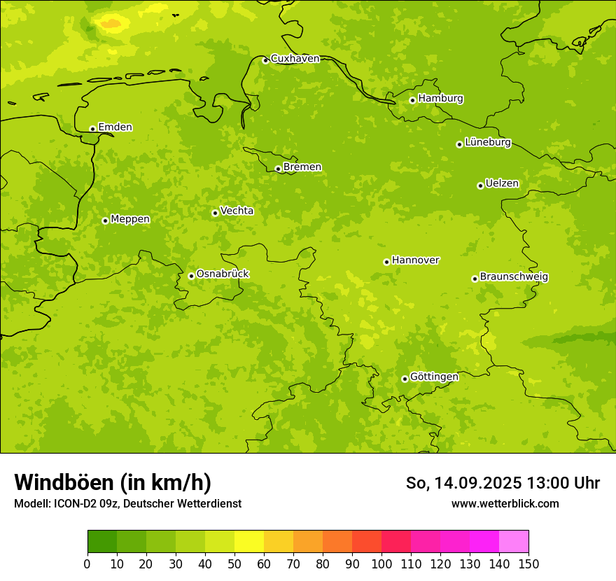 Modellkarten Windgeschwindigkeit