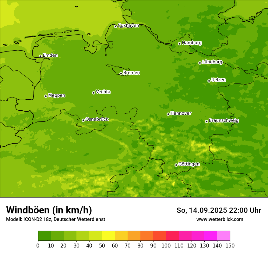 Modellkarten Windgeschwindigkeit