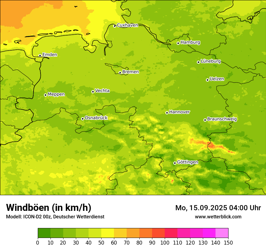 Modellkarten Windgeschwindigkeit