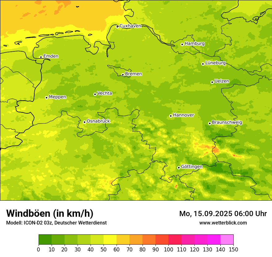 Modellkarten Windgeschwindigkeit