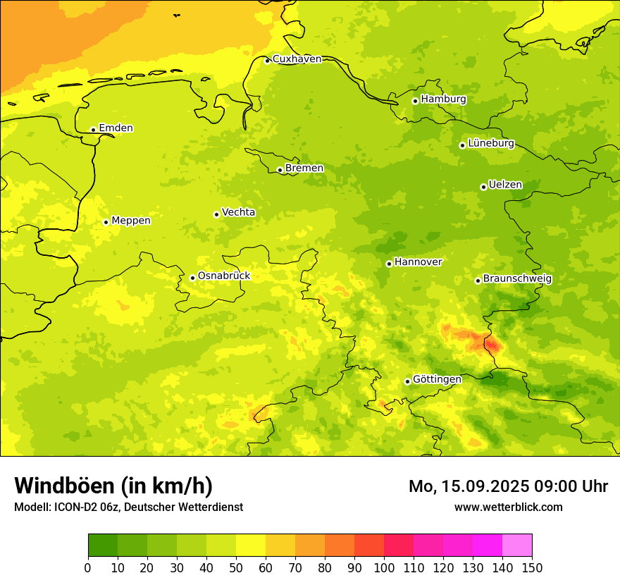 Modellkarten Windgeschwindigkeit