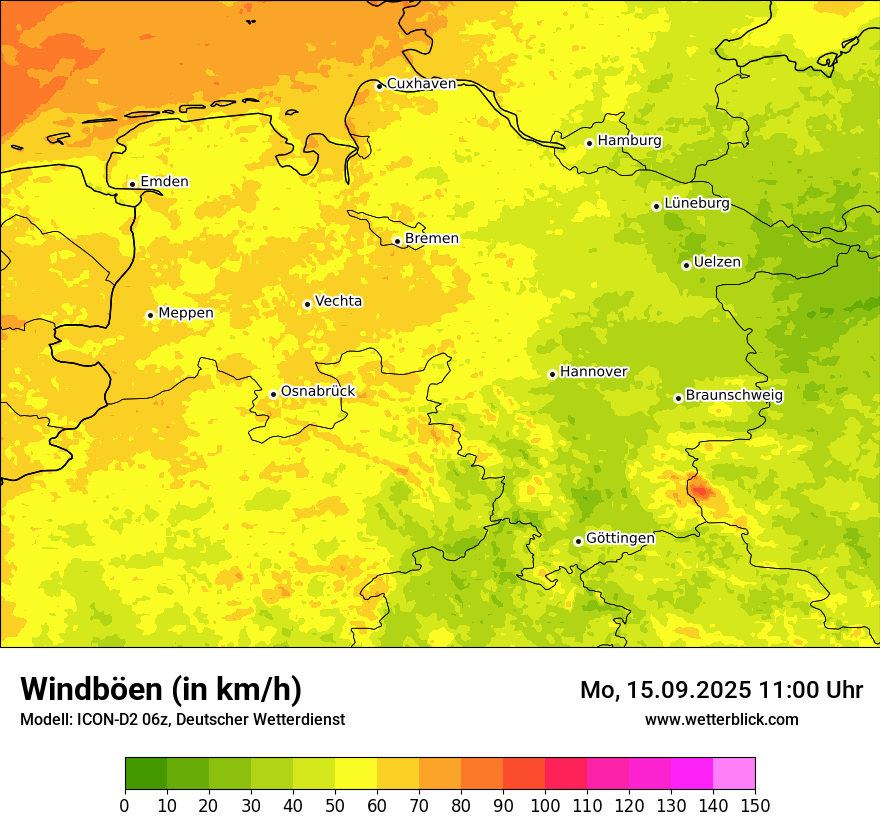 Modellkarten Windgeschwindigkeit