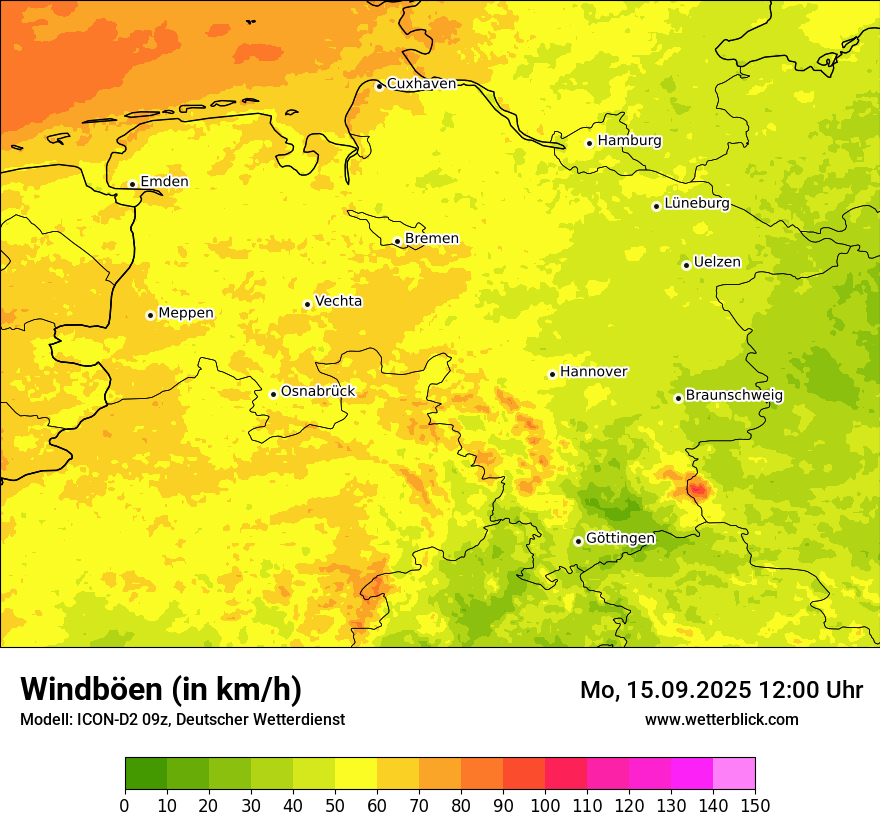 Modellkarten Windgeschwindigkeit