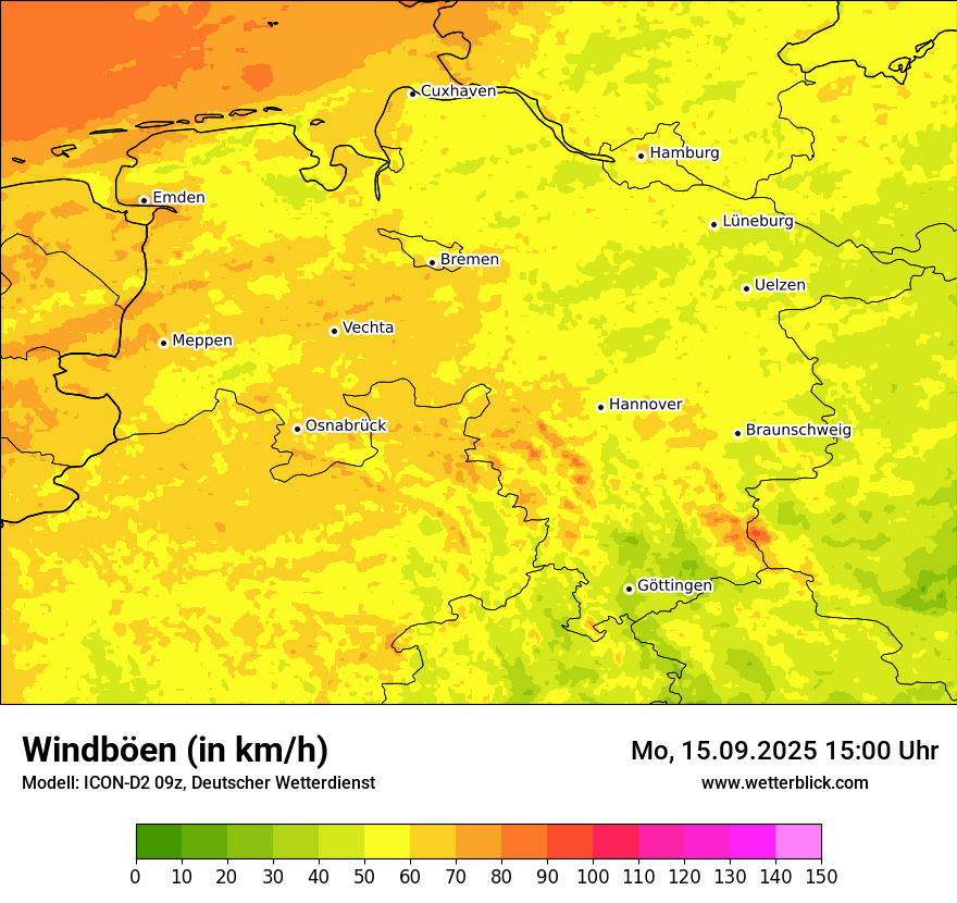 Modellkarten Windgeschwindigkeit