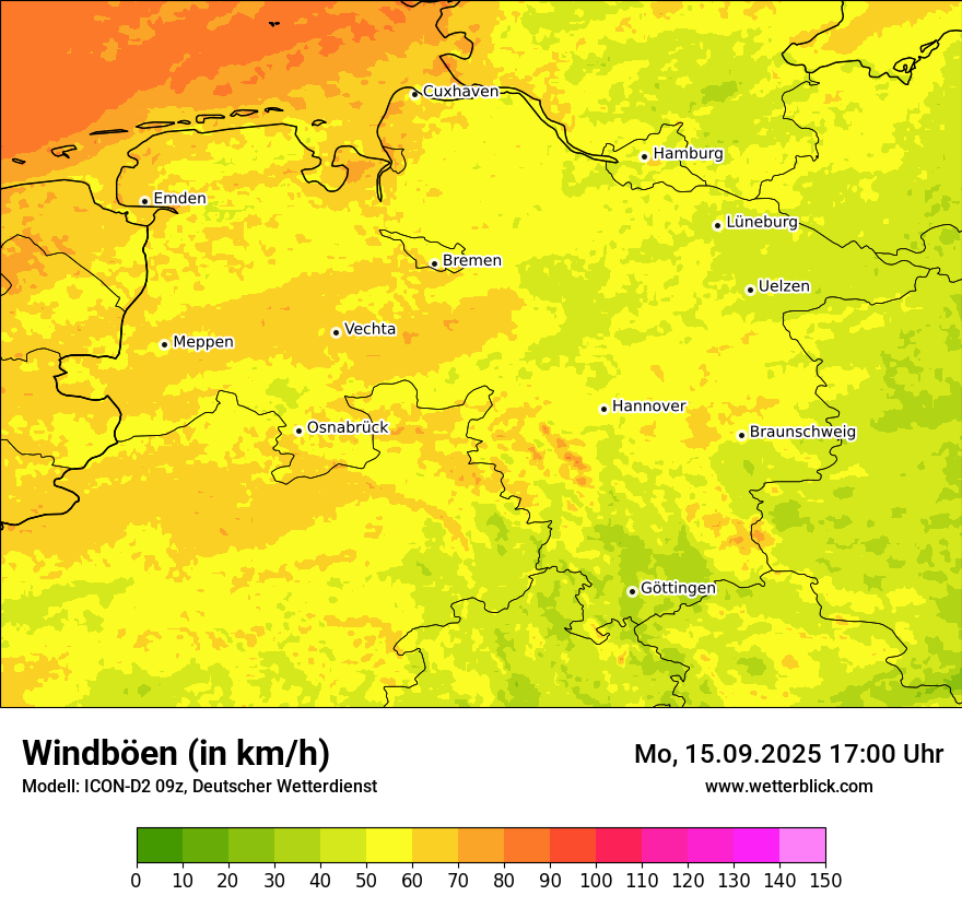 Modellkarten Windgeschwindigkeit