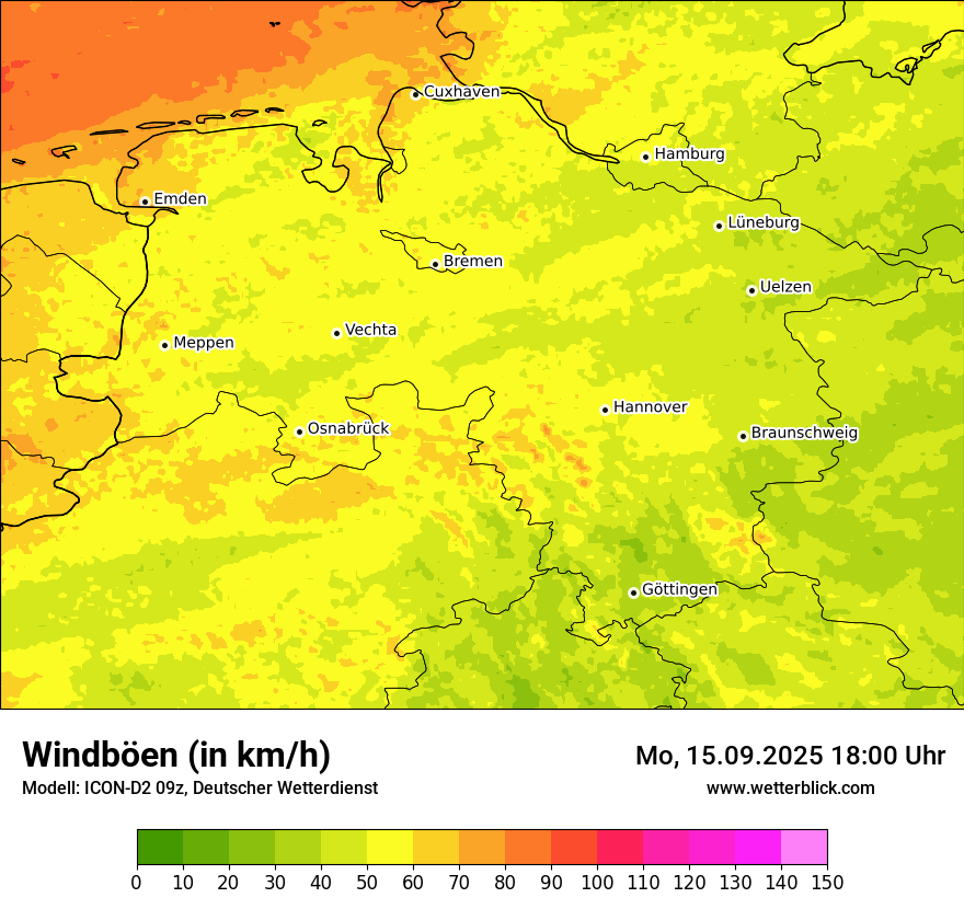 Modellkarten Windgeschwindigkeit