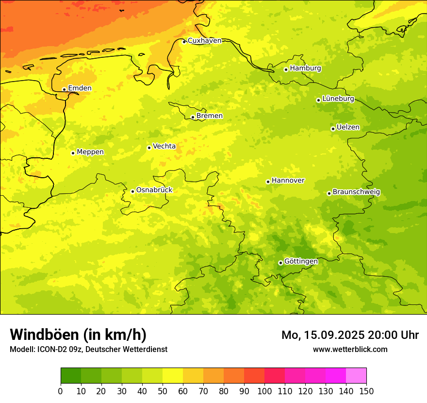 Modellkarten Windgeschwindigkeit