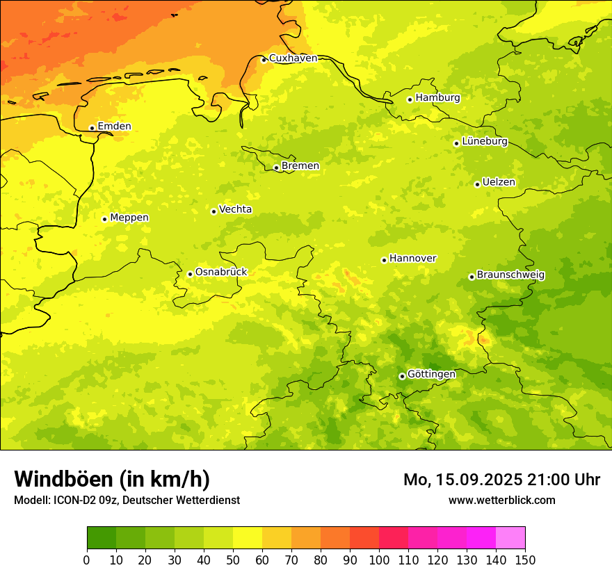 Modellkarten Windgeschwindigkeit