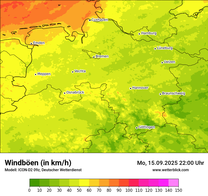 Modellkarten Windgeschwindigkeit