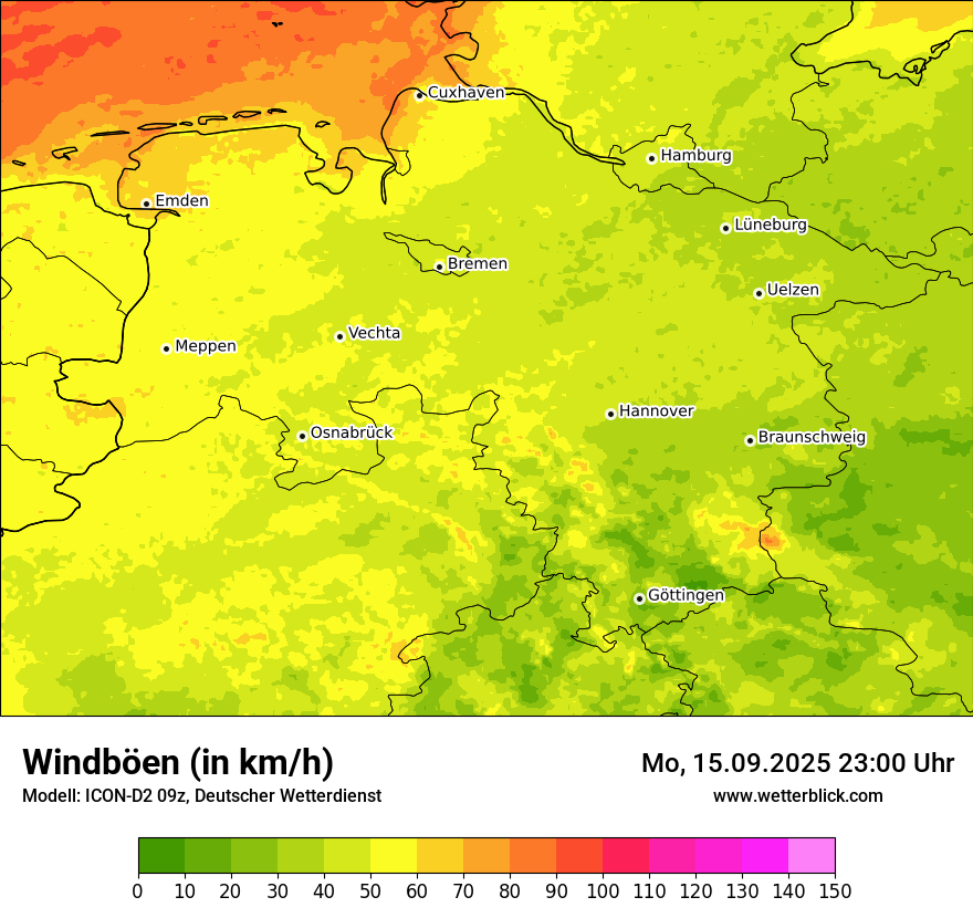 Modellkarten Windgeschwindigkeit