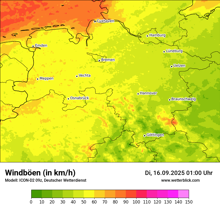 Modellkarten Windgeschwindigkeit